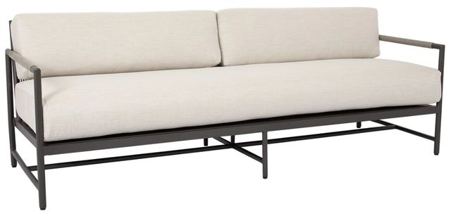 Sunset West Pietra Stone Gray Aluminum/Olefin Rope Outdoor Sofa with Echo Ash Cushion-0