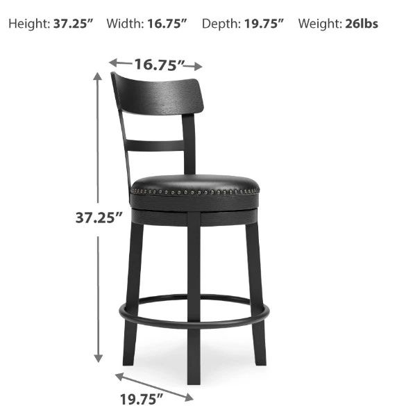 Signature Design by Ashley® Valebeck Black Upholstered Bar Stool-2
