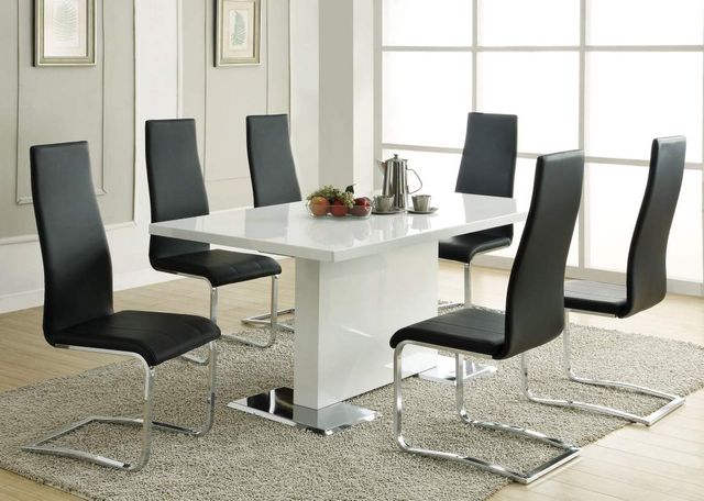Coaster® Anges Glossy White T-Shaped Pedestal Dining Table-3