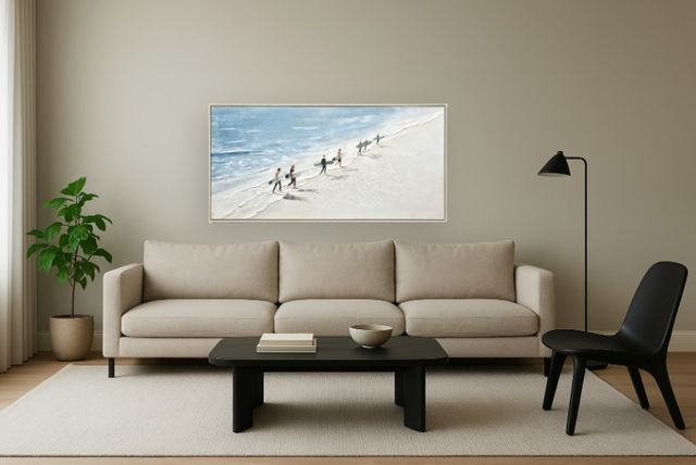 Classy Living Adventurous Surfer Stroll on Sunlit Shore Wall Art-1