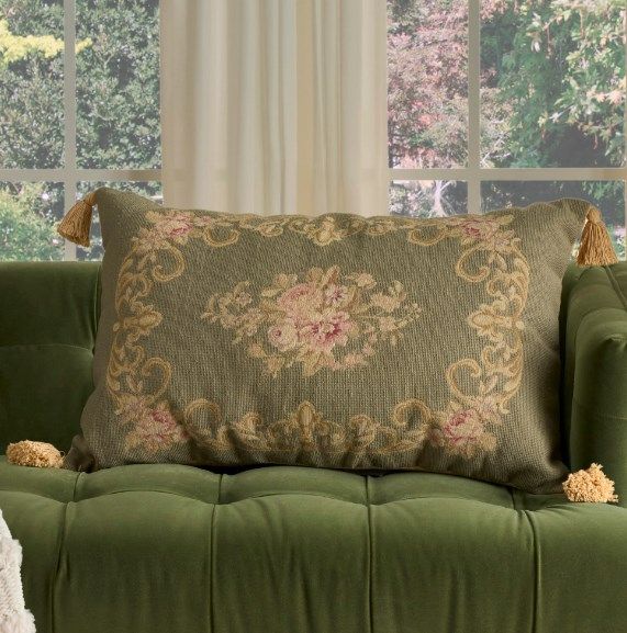Nourison Home™ Mina Victory Vintage Pillow Sage 20"x30" Throw Pillow-3