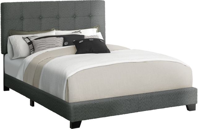 Monarch Specialties Inc. Dark Grey Upholstered Queen Panel Bed-0