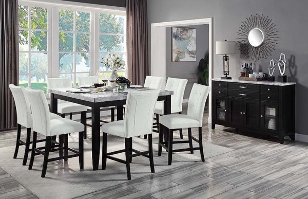 ACME Furniture Hussein Gray Counter Height Dining Table with Black Base