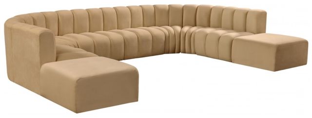 Meridian Furniture Arc 10-Piece Camel Velvet Sectional-0