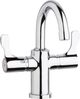 Elkay Chrome SSingle Hole 8.63" Deck Mount Faucet with Gooseneck Spout and Twin Lever Handles-0