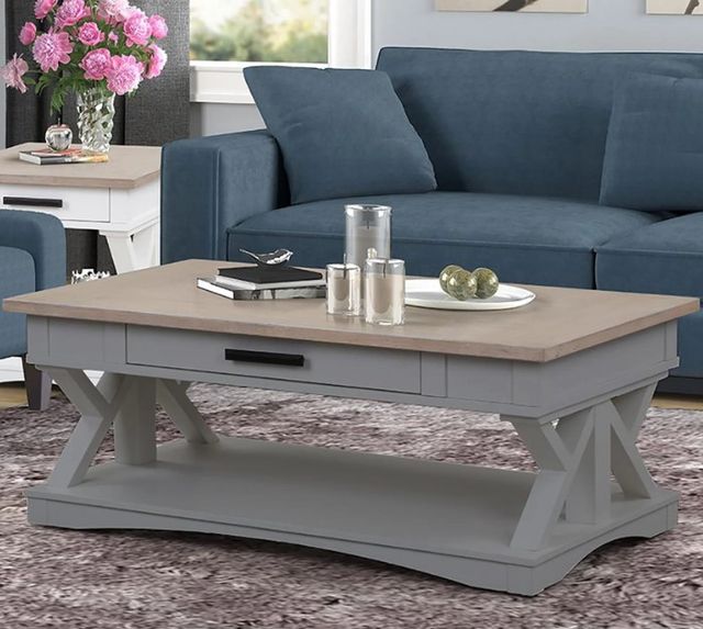 Parker House® Americana Modern Weathered Natural Cocktail Table with Dove Base-1