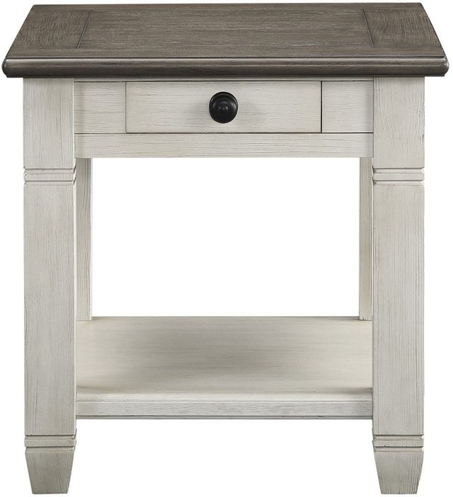 Homelegance® Granby Antique White End Table with Rosy Brown Top -2
