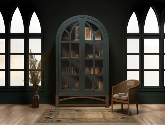 International Furniture Direct Obsidian Green Teal Cabinet-1