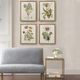 Olliix by Martha Stewart Green Set of 4 Herbal Botany Framed Linen Canvas-1