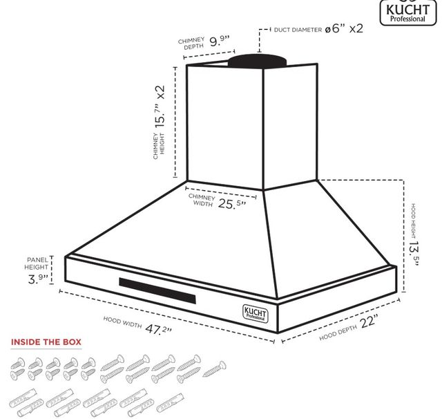 Kucht Professional 48" White Wall Mounted Range Hood-2