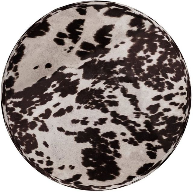 Emerald Home Walker Brown Cow Print Round Cocktail Ottoman-3