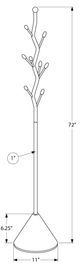 Monarch Specialties Inc. Satin Black 72" Metal 8-Hook Coat Rack-2