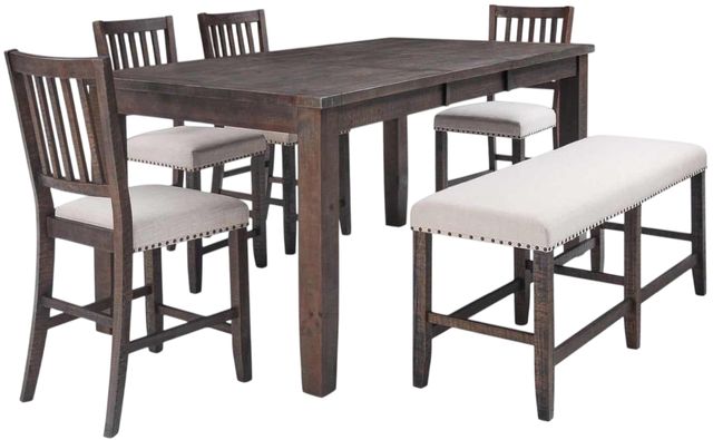 Jofran Inc. Willow Creek 6-Piece Beige/Wire Brushed Counter Dining Set-0