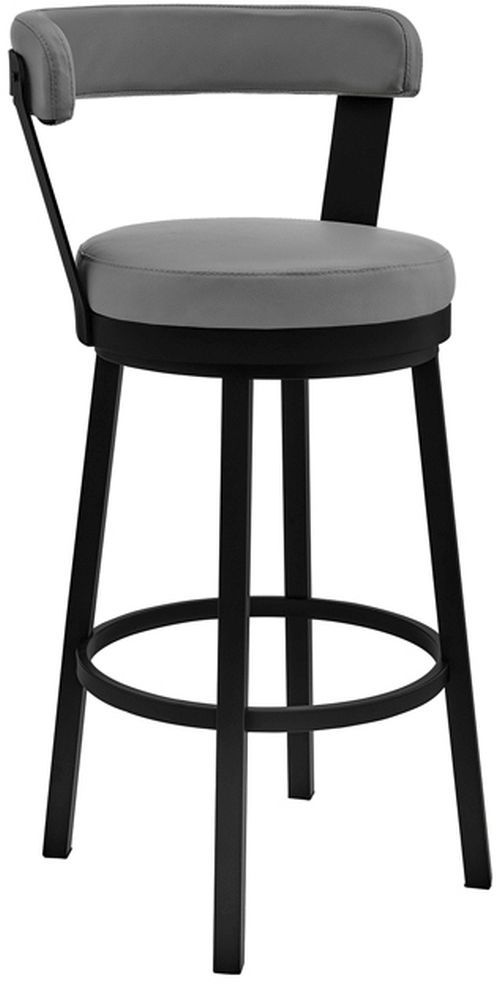 Armen Living Bryant Gray/Matte Black Swivel Bar Stool-0