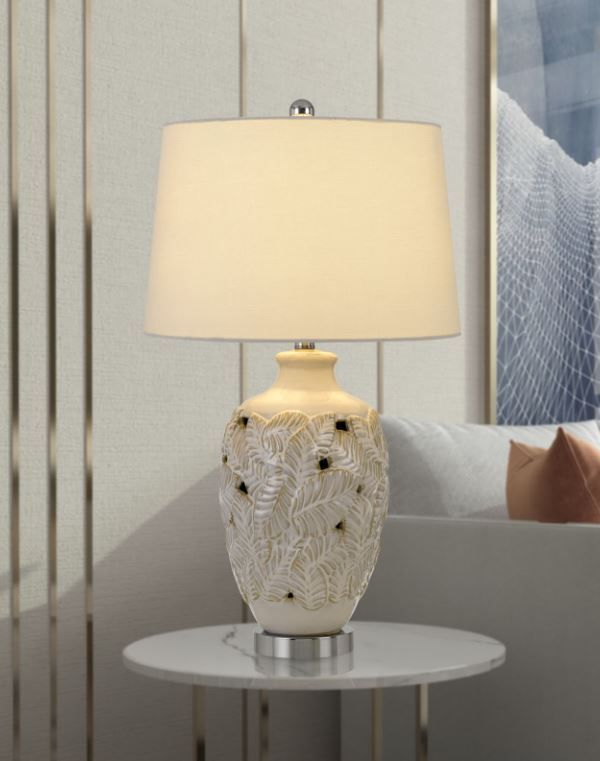 Cal® Lighting & Accessories Leland Glazed Ivory Table Lamp-1