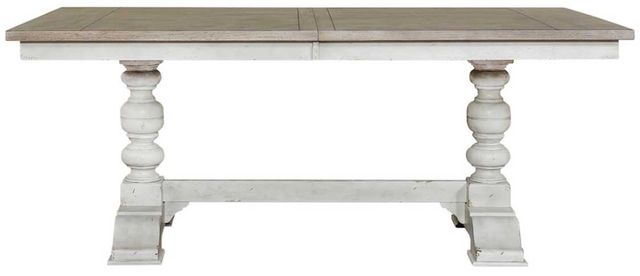 Liberty Furniture Whitney Weathered Gray Trestle Table with Antique Linen Base-4