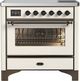 Ilve® Majestic III 36" Antique White Pro Style Induction Range with Triple Glass Door and Burnished Trim-0
