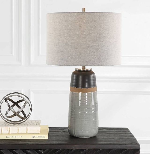 Uttermost® Coen Aged Black Glaze/Gray Table Lamp-1