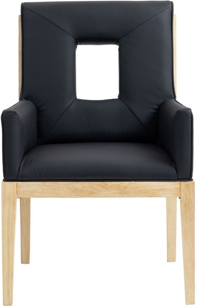 Meridian Furniture Gwendolyn Black/Natural Vegan Leather Dining Chair-1