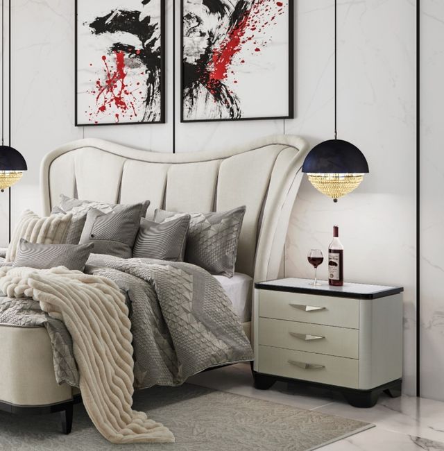 Michael Amini® Tuxedo Piano Keyboard Large Nightstand-1