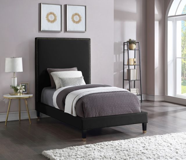 Meridian Furniture Harlie Black Velvet Twin Bed-3