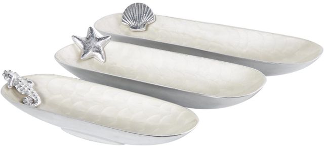 Deco Marche 3-Piece White Oval Decorative Bowl Set-0