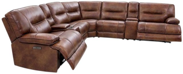 Furniture of America® Louella 7-Piece Brown Manual Reclining L-Shaped Sectional-1