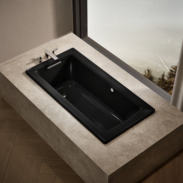 KOHLER® Archer® Black 60" x 30" Drop-In Heated Bubble Massage™ Air Bath-1