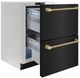 ZLINE Autograph Edition Touchstone 24 " 4.6 Cu. Ft. Black Stainless Steel Doors and Champagne Bronze Helix Handles 168 Can Outdoor-Rated Dual Refrigerator Drawer -3