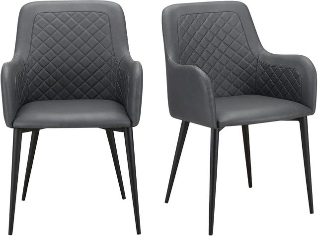 Moe's Home Collection Cantata 2-Piece Slate Vegan Leather Dining Arm Chair Set-3