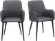 Moe's Home Collection Cantata 2-Piece Slate Vegan Leather Dining Arm Chair Set-3