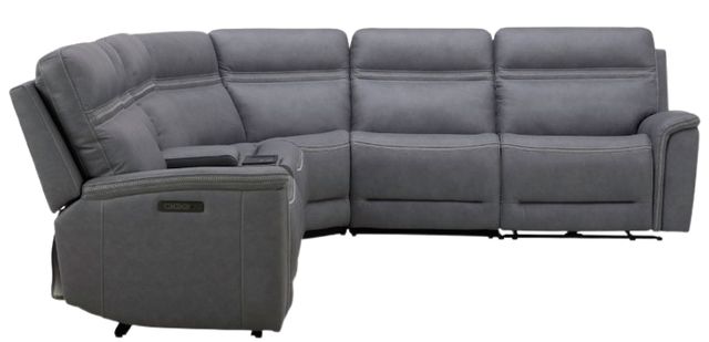 Liberty Furniture Cooper 6-Piece Blue Gray Leather Power Reclining Curved Sectional-3