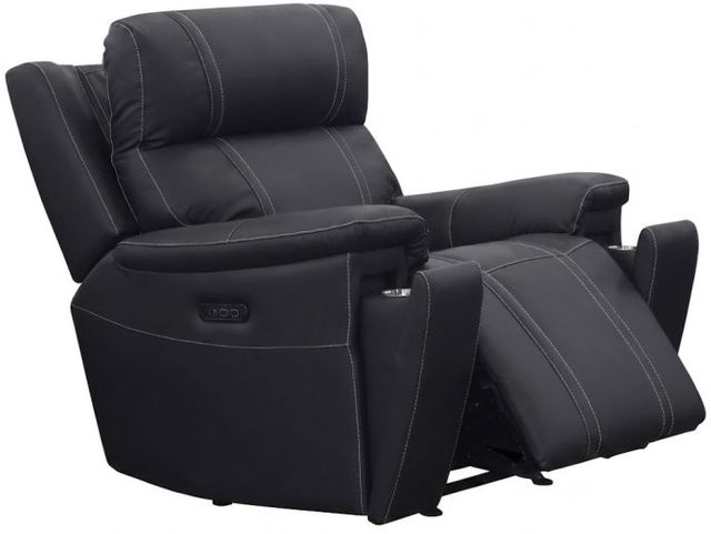 New Classic® Home Furnishings Hartley Black Leather Power Glider Recliner with Power Headreast and Footrest-0