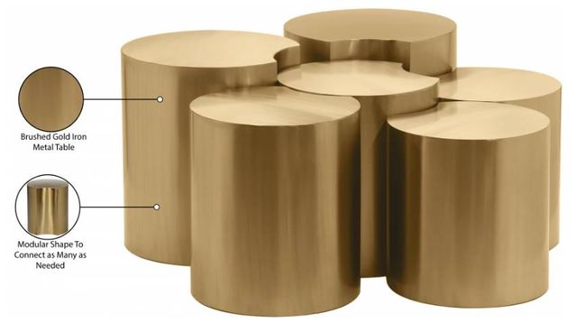 Meridian Furniture Dimple 6-Piece Gold Modular Nesting Coffee Table Set-3