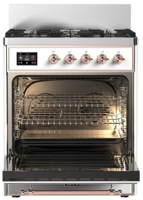 Ilve® Majestic III 30" Custom Pro Style Dual Fuel Liquid Propane Range with Solid Door and Copper Trim-1