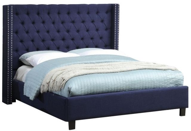 Meridian Furniture Ashton Navy Linen Queen Bed-0
