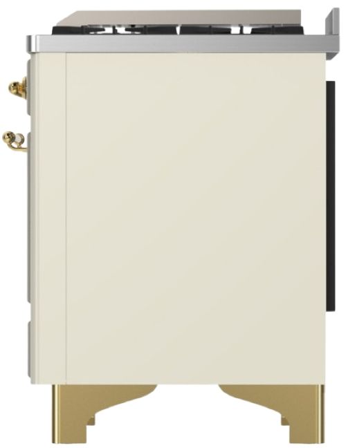 Ilve® Majestic III 36" Antique White Pro Style Dual Fuel Liquid Propane Range with Solid Door and Brass Trim-3