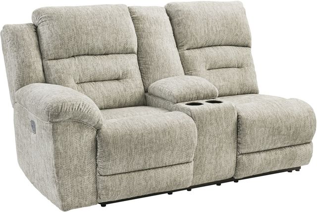 Signature Design by Ashley® Family Den 3-Piece Pewter Power Reclining Sectional with Console-1