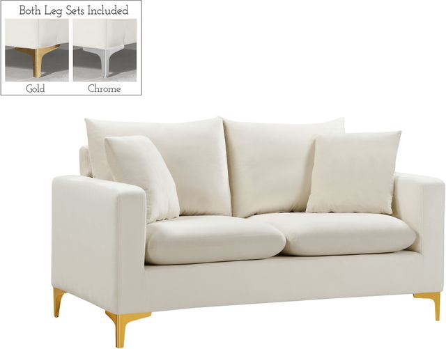 Meridian Furniture Naomi Cream Upholstered Loveseat-1