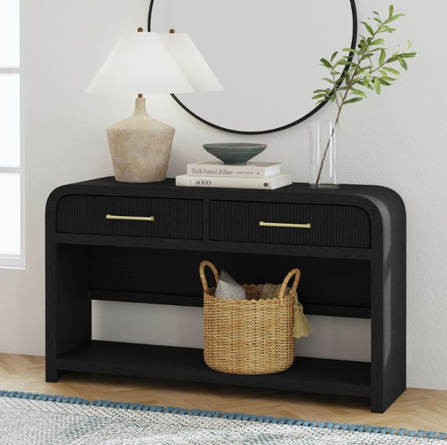 Elements International Ridgemont Black Grain Sofa Table-1