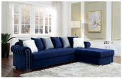 Furniture of America® Wilmington 2-Piece Blue Right-Arm Facing Sectional and Chaise