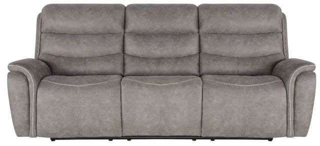 New Classic® Home Furnishings Kamari Gray Dual Manual Reclining Sofa-2