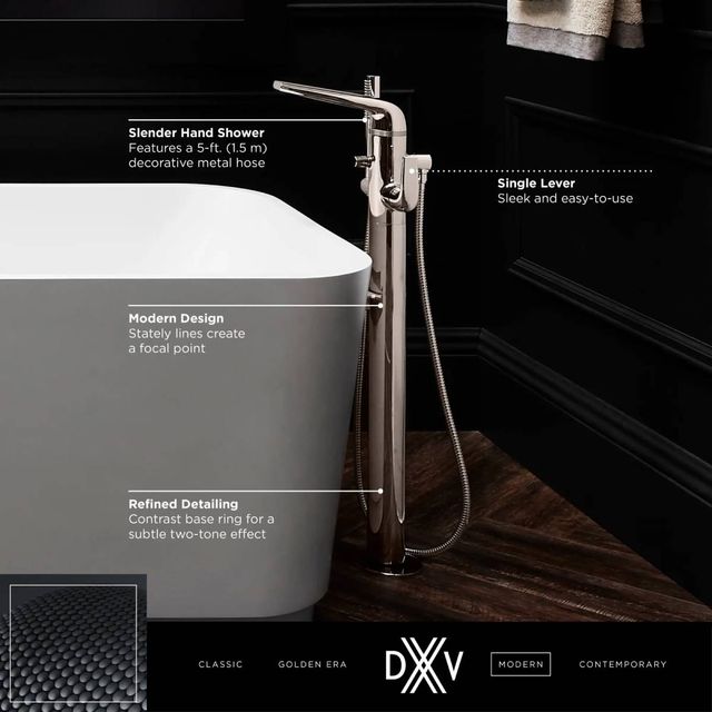 DXV Modulus Matte Black Single Handle Floor Mount Bathtub Filler with Hand Shower and Lever Handle-3