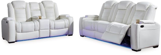 Signature Design by Ashley® Party Time 2-Piece White Power Reclining Living Room Seating Set-0