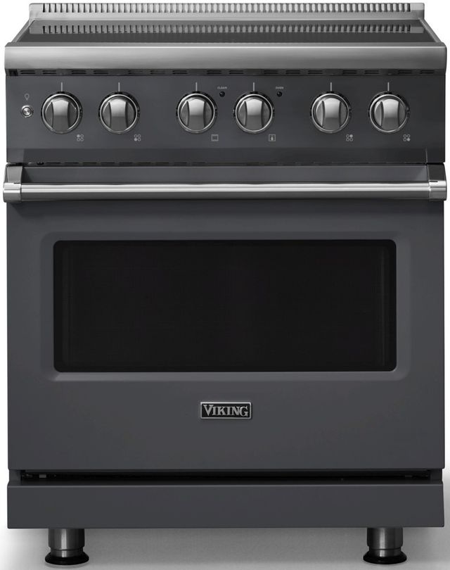 Viking® 5 Series 30" Cast Black Pro Style Induction Range with Polished Chrome Trim-0