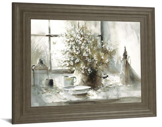 Classy Art Beige/White Daisy Still Life by George Bjorkland Wall Art-1