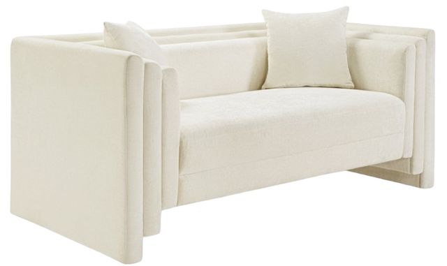 Meridian Furniture Everett Cream Chenille Fabric Loveseat-0