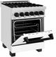 ZLINE Autograph Edition 24" Stainless Steel Pro Style Dual Fuel Range with White Matte Door and Matte Black Accents-4