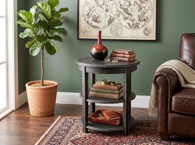 Sunny Designs™ Marina Black Sand Round Side Table-1