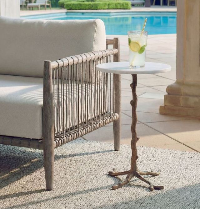 Uttermost® Calais Antique Brass/White Marble Accent Table-1